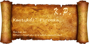 Kmetykó Piroska névjegykártya